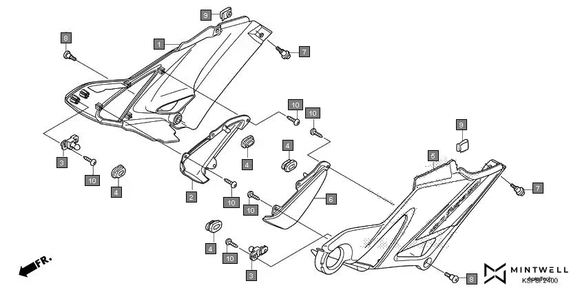 F-24 SIDE COVER assembly diagram for HONDA CB Unicorn CBF150MH