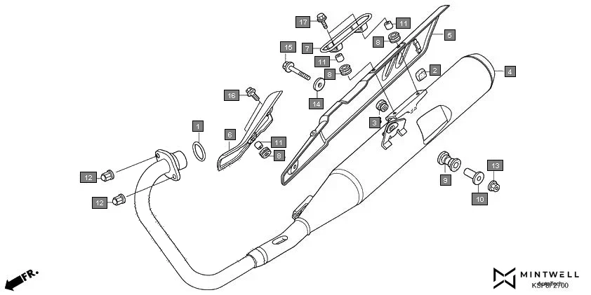 F-27 EXHAUST MUFFLER assembly diagram for HONDA CB Unicorn CBF150MH