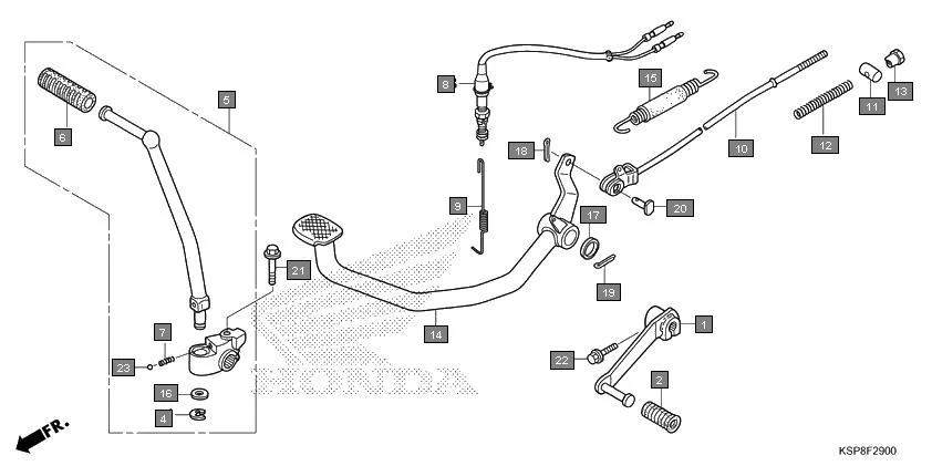F-29 PEDAL assembly diagram for HONDA CB Unicorn CBF150MH