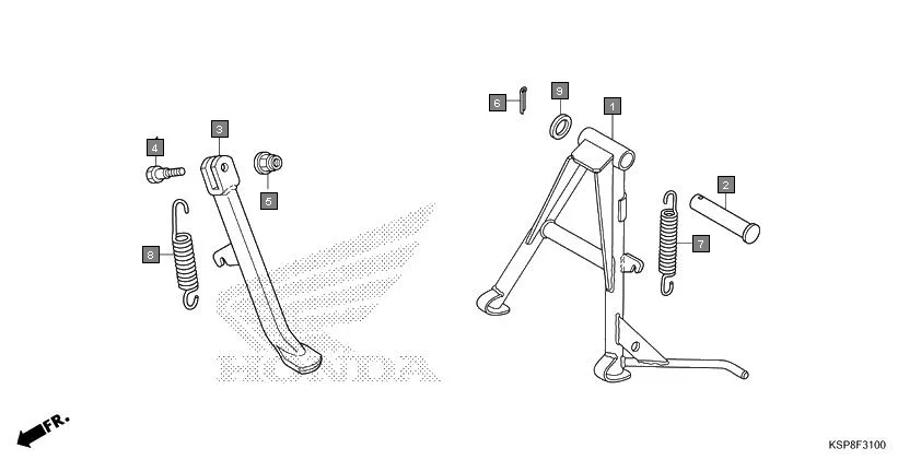 F-31 STAND assembly diagram for HONDA CB Unicorn CBF150MH