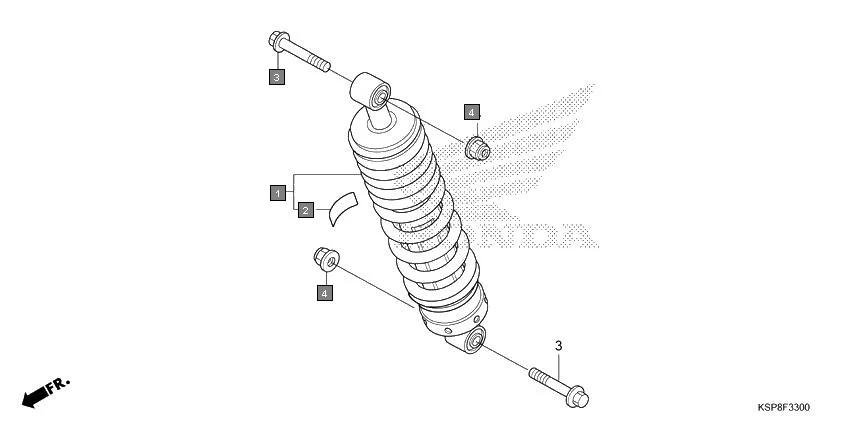 F-33 REAR CUSHION assembly diagram for HONDA CB Unicorn CBF150MH
