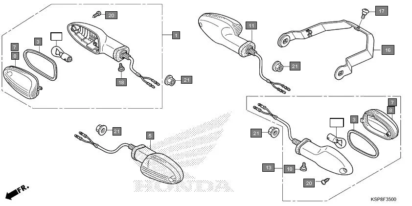 F-35 WINKER assembly diagram for HONDA CB Unicorn CBF150MH