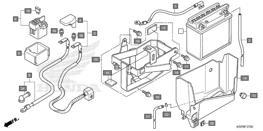 F-37 BATTERY assembly diagram for HONDA CB Unicorn CBF150MH