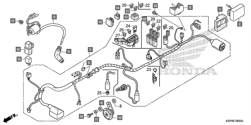 F-38 WIRE HARNESS assembly diagram for HONDA CB Unicorn CBF150MH