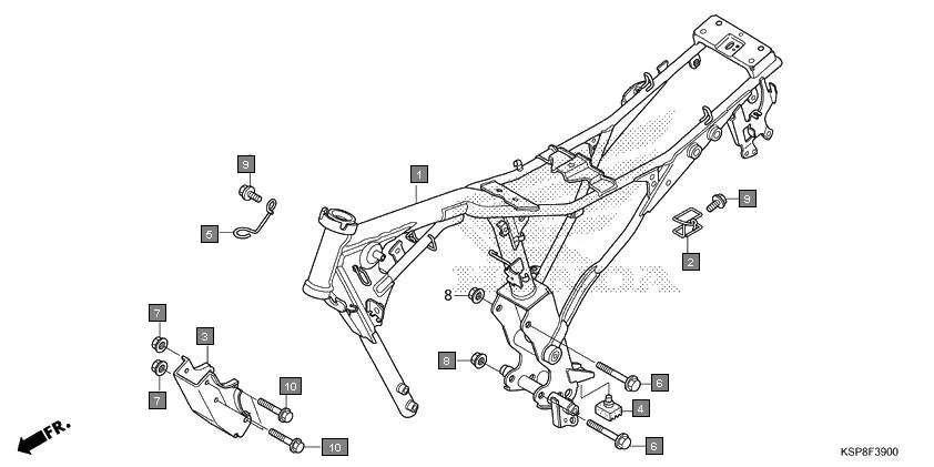 F-39 FRAME BODY assembly diagram for HONDA CB Unicorn CBF150MH