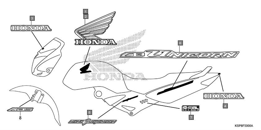 F-50 MARK assembly diagram for HONDA CB Unicorn CBF150MH