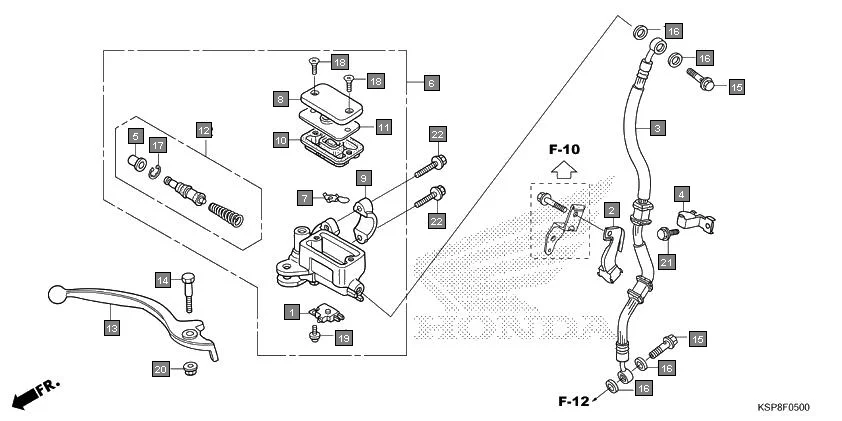 F-5 FRONT BRAKE MASTER CYLINDER assembly diagram for HONDA CB Unicorn CBF150MH