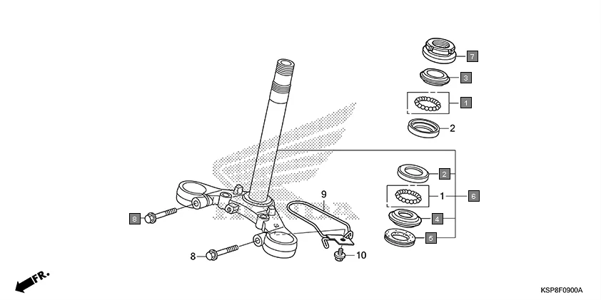 F-9 STEERING STEM assembly diagram for HONDA CB Unicorn CBF150MH