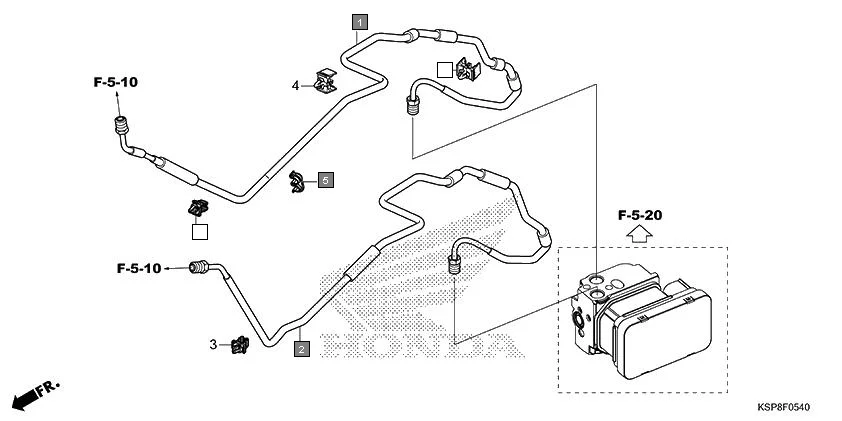 F-5-40 BRAKE PIPE diagram showing 45127-KSP-D20