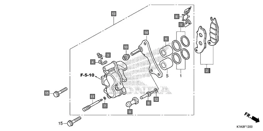 F-12 FRONT BRAKE CALIPER assembly diagram for HONDA CB Unicorn 160 CBF160AL