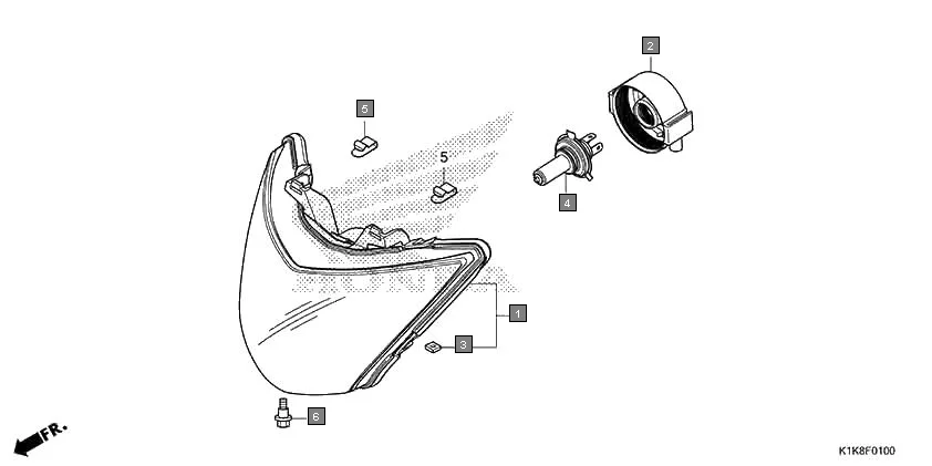 F-1 HEADLIGHT assembly diagram for HONDA CB Unicorn 160 CBF160AL
