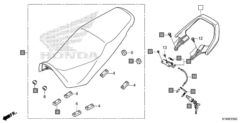 F-23 SEAT assembly diagram for HONDA CB Unicorn 160 CBF160AL