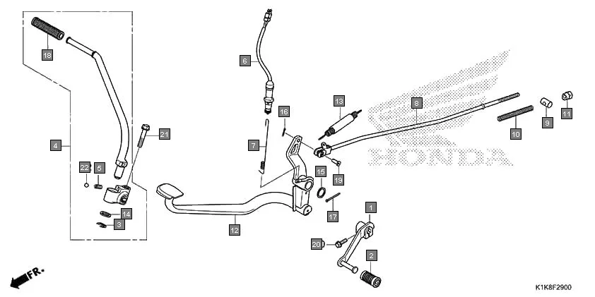 F-29 PEDAL assembly diagram for HONDA CB Unicorn 160 CBF160AL