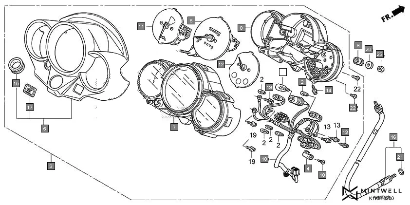 F-2 METER assembly diagram for HONDA CB Unicorn 160 CBF160AR