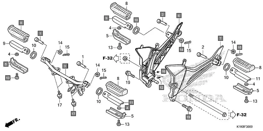 F-30 STEP assembly diagram for HONDA CB Unicorn 160 CBF160AL
