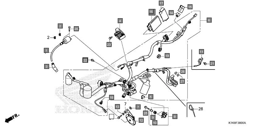 F-38 WIRE HARNESS assembly diagram for HONDA CB Unicorn 160 CBF160AL