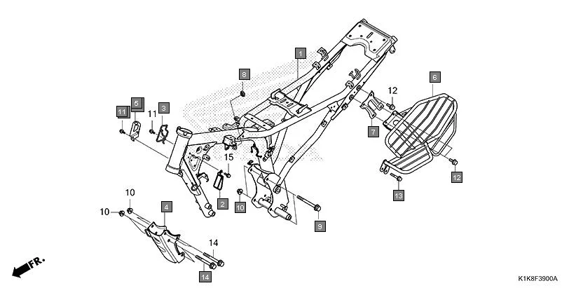 F-39 FRAME BODY assembly diagram for HONDA CB Unicorn 160 CBF160AL
