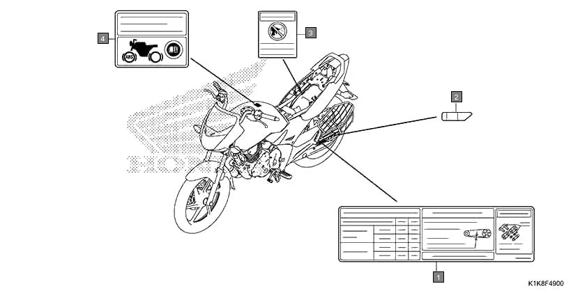 F-49 CAUTION LABEL assembly diagram for HONDA CB Unicorn 160 CBF160AL