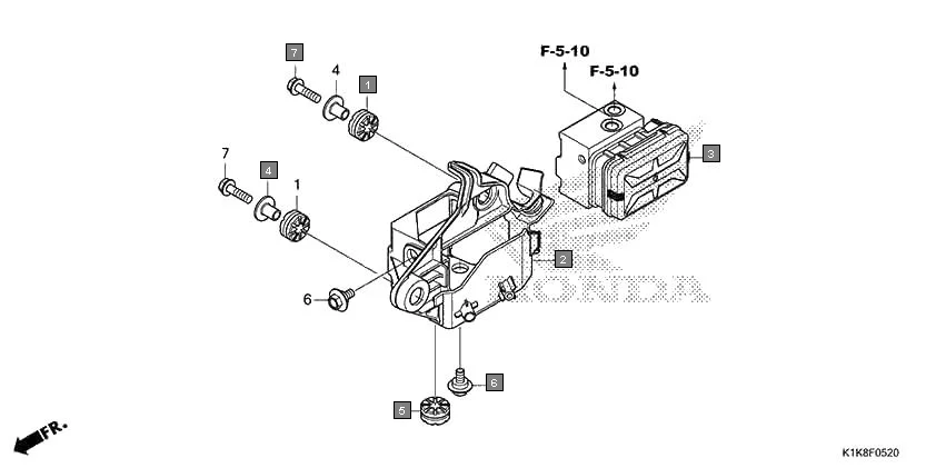 F-5-20 ABS MODULATOR assembly diagram for HONDA CB Unicorn 160 CBF160AR