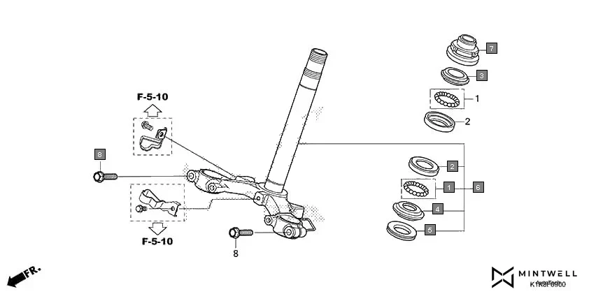 F-9 STEERING STEM diagram showing 53212-200-000
