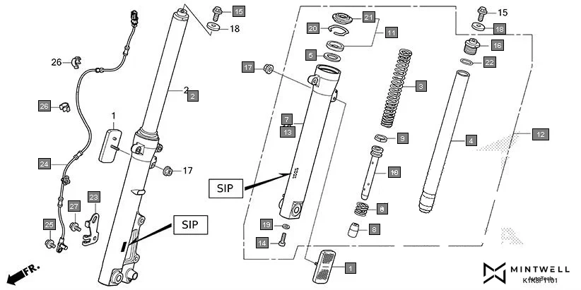F-11-1 FRONT FORK(CBF160AS)(SHOWA) diagram showing 51412-KSP-901