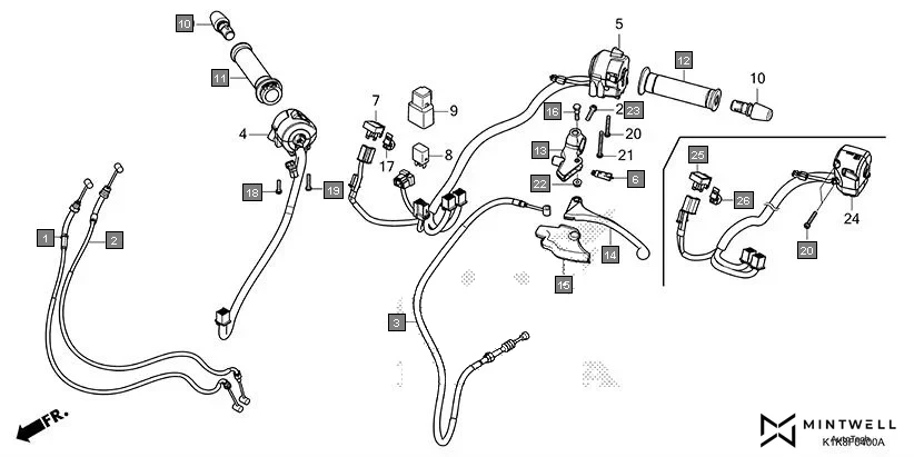 F-4 HANDLE LEVER/SWITCH/CABLE diagram showing 53105-KRC-900