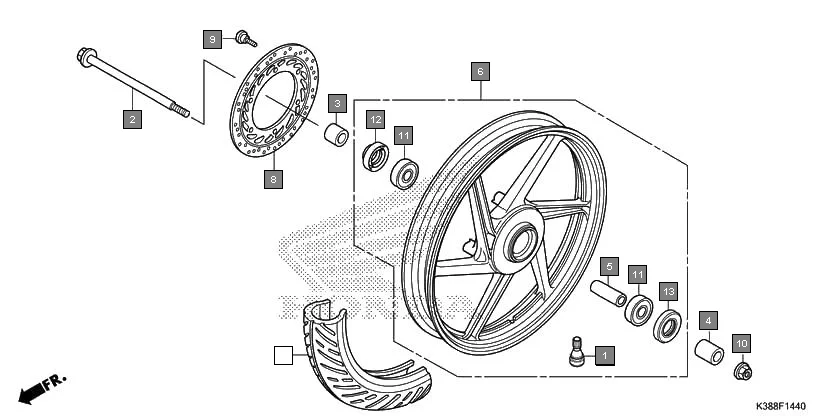 F-14-40 FRONT WHEEL diagram showing 45251-K21-921