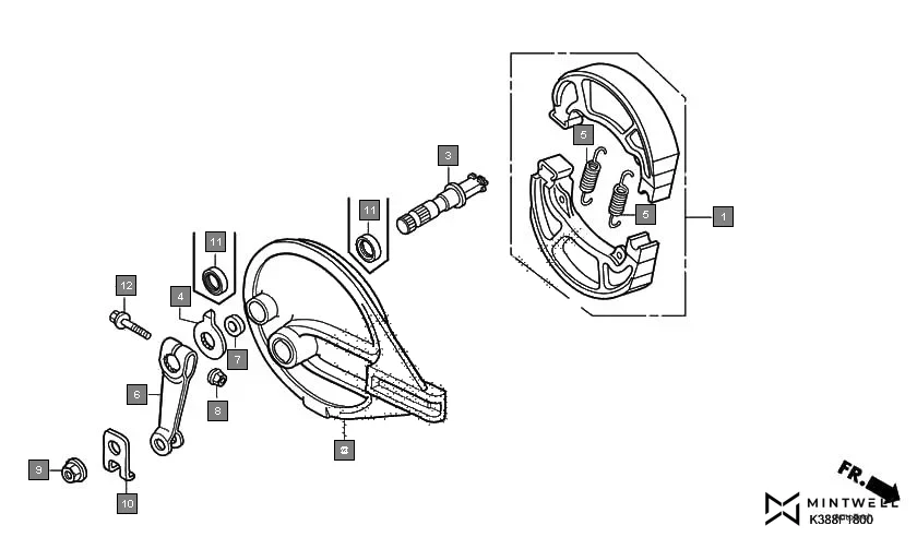 F-18 REAR BRAKE PANEL assembly diagram for HONDA CB Unicorn 160 CBF160H
