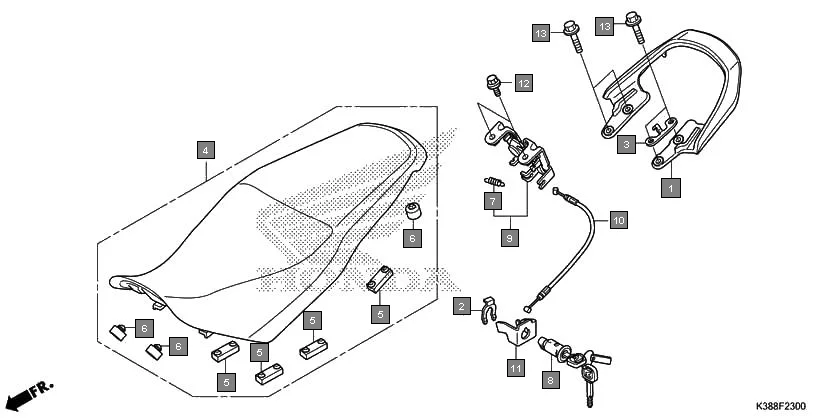 F-23 SEAT assembly diagram for HONDA CB Unicorn 160 CBF160H