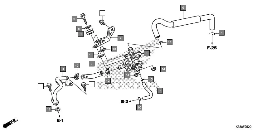 F-25-20 AIR SUCTION VALVE assembly diagram for HONDA CB Unicorn 160 CBF160H