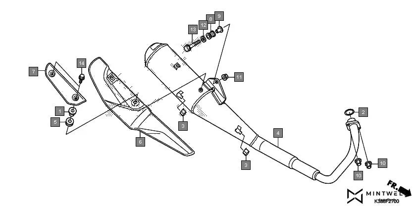 F-27 EXHAUST MUFFLER assembly diagram for HONDA CB Unicorn 160 CBF160H