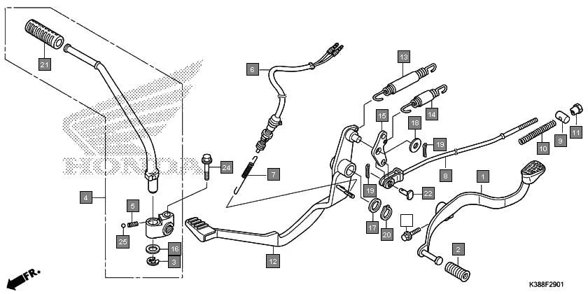 F-29-1 PEDAL(CBF160-2ID,4ID) diagram showing 43455-KSP-900