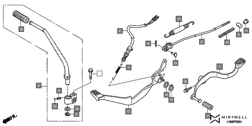F-29 PEDAL(CBF160-ID,3ID) assembly diagram for HONDA CB Unicorn 160 CBF160F