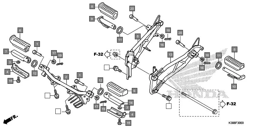 F-30 STEP assembly diagram for HONDA CB Unicorn 160 CBF160H