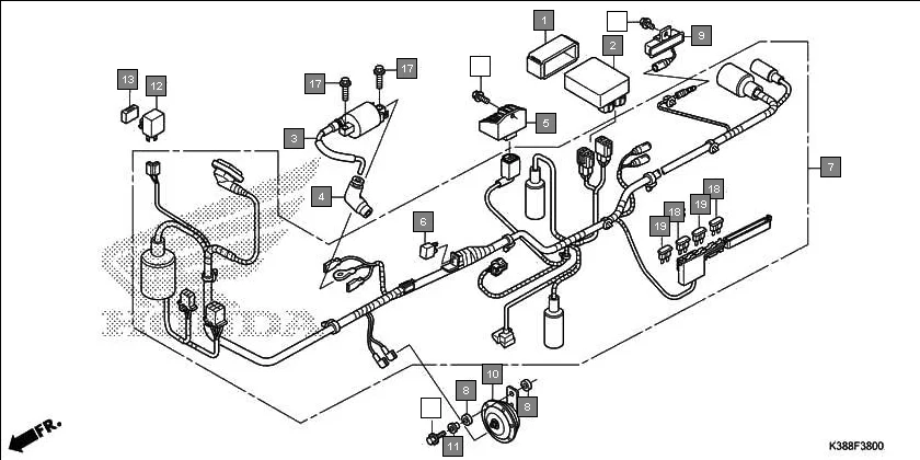 F-38 WIRE HARNESS assembly diagram for HONDA CB Unicorn 160 CBF160H