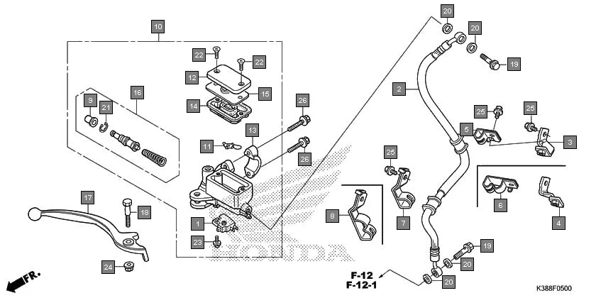 F-5 FRONT BRAKE MASTER CYLINDER assembly diagram for HONDA CB Unicorn 160 CBF160H