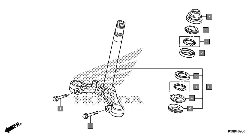 F-9 STEERING STEM assembly diagram for HONDA CB Unicorn 160 CBF160H