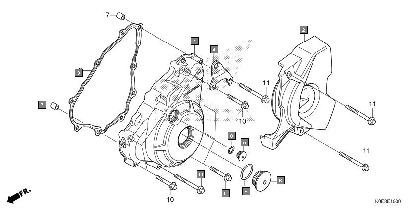 E-10 LEFT CRANKCASE COVER