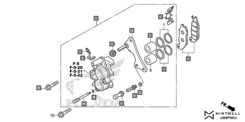 F-12 FRONT BRAKE CALIPER diagram showing 43353-461-771