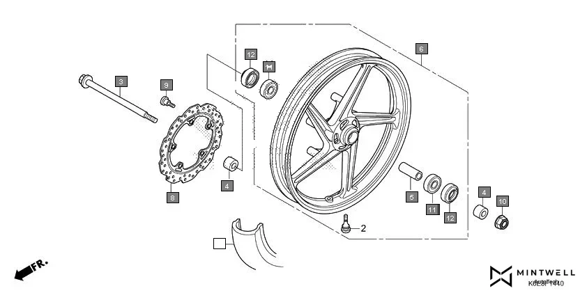 F-14-40 FRONT WHEEL diagram showing 44301-KSP-900