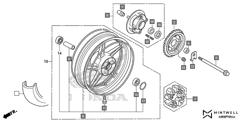 F-19-30 REAR WHEEL(DRUM BRAKE) diagram showing 90560-KSP-900