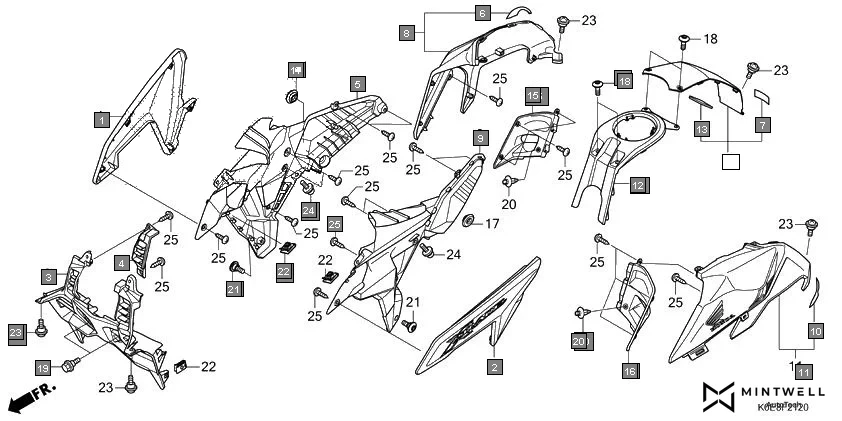 F-21-20 FUEL TANK COVER diagram showing 90134-KPP-T00