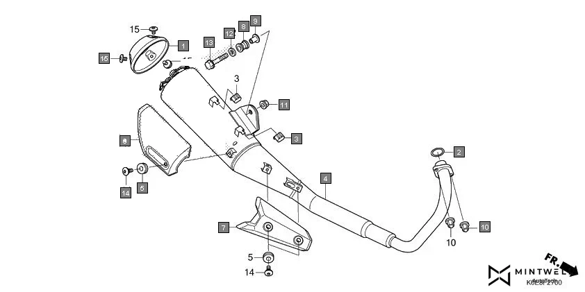F-27 EXHAUST MUFFLER diagram showing 18357-K0E-D00