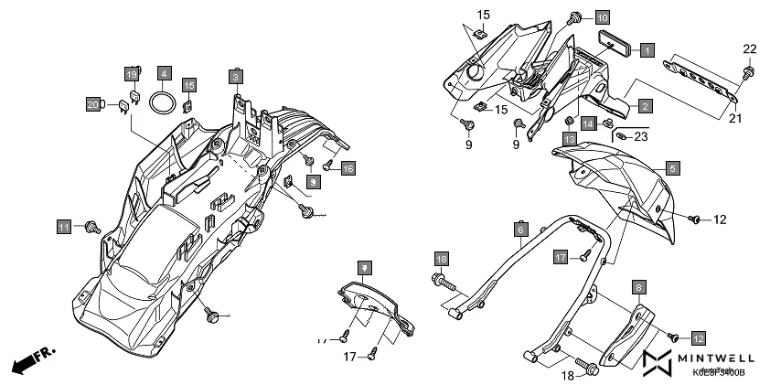 F-34 REAR FENDER diagram showing 33741-KPL-902