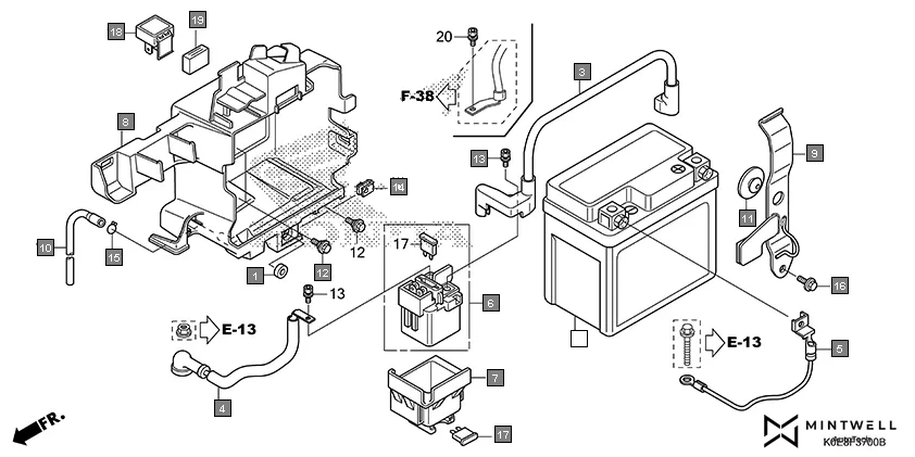 F-37 BATTERY assembly diagram for HONDA XBLADE CBF160FSJ