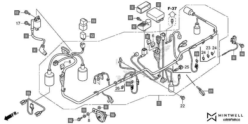F-38 WIRE HARNESS(CBF160FSJ/K) diagram showing 95701-06016-00