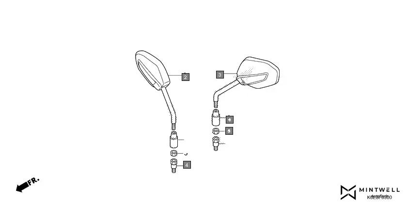 F-3 MIRROR diagram showing 90201-MW3-620