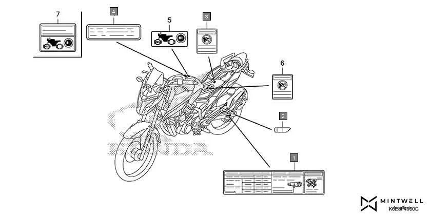 F-49 CAUTION LABEL assembly diagram for HONDA XBLADE CBF160FSJ