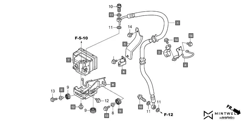 F-5-20 ABS MODULATOR assembly diagram for HONDA XBLADE CBF160FSK