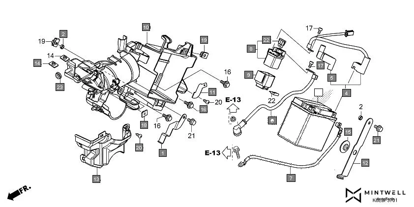 F-37-1 BATTERY(2) assembly diagram for HONDA XBLADE CBF160FSN